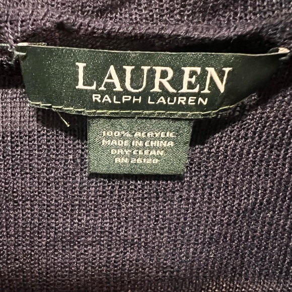 Lauren Ralph Lauren Navy White Striped Poncho Sweater Knit Pullover OS - Picture 4 of 5